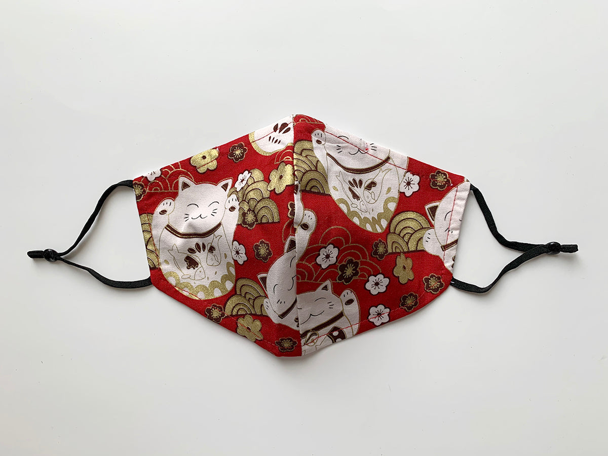 Japanese Fabric -  Lucky Cat Face mask